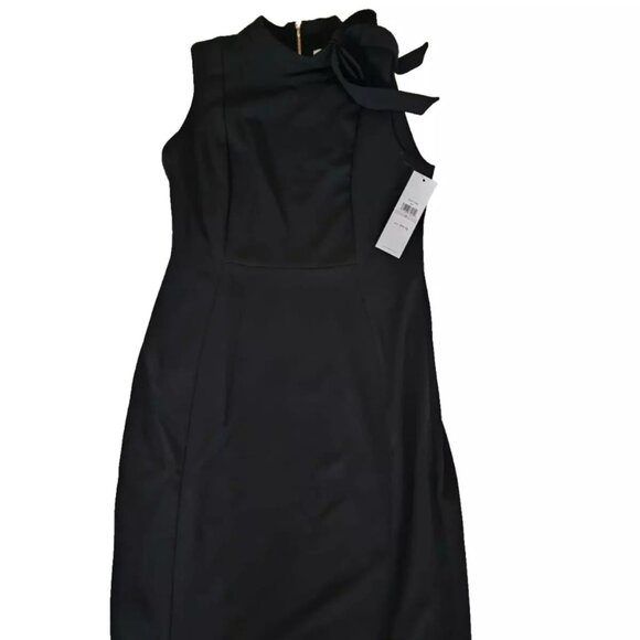 Calvin Klein Black Bow Neck Sheath Dress Size-6/NWT - Picture 1 of 8